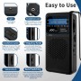 Radio Portatil Pequeña, Radios Am/FM Reproductor con práctico mosquetón, se Conecta a los Auriculares, Versátil, Negro