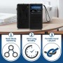 Radio Portatil Pequeña, Radios Am/FM Reproductor con práctico mosquetón, se Conecta a los Auriculares, Versátil, Negro