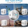 Adaptador Enchufe Universal Cargador Viaje - 5 en 1 Travel Adapter Internacional con 2 USB 2 Tipo C y 1 CA Adaptador Corriente