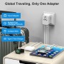 Adaptador Enchufe Universal Cargador Viaje - 5 en 1 Travel Adapter Internacional con 2 USB 2 Tipo C y 1 CA Adaptador Corriente
