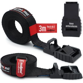 MAGMA Pack 2 Cinchas de Amarre de 3m | Correas para Baca Coche y Portabicicletas. Surf, Bici, Kayak, Moto | Hebilla -Trinquete