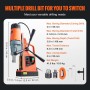 VEVOR Taladro de Núcleo Magnético 1550W Taladrador Magnético Profesional 13000N 500rpm Taladro Magnético Portátil Profundidad