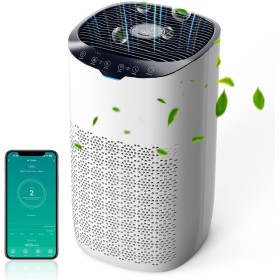 GOAMGE Home Air Purifier 120㎡, CADR 300m³/h, APP Control, Voice Control, Air Quality Indicator and Auto Mode, Prevent Pollen,
