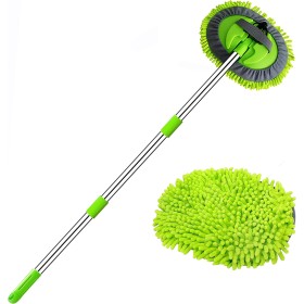 47.5" Cepillo Lavar Coche con Mango Brocha Kit Limpieza Autocaravana Automoviles Vehículos Camiones Camper 2 en 1 Chenille