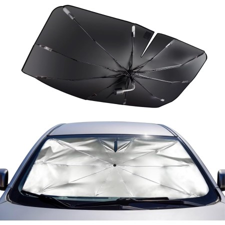 Mulor Parasol Parabrisas Coche Parasol Coche Delantero Plegable Paraguas Barra de Soporte Doblar 360°Rotatoria