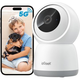 ieGeek 2.4/5GHz Camara Vigilancia WiFi Interior 2K 360°PTZ, Cámara Vigilancia Interior para Bebes/Mascotas/Seguridad Casa,