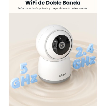 ieGeek 2.4/5GHz Camara Vigilancia WiFi Interior 2K 360°PTZ, Cámara Vigilancia Interior para Bebes/Mascotas/Seguridad Casa,