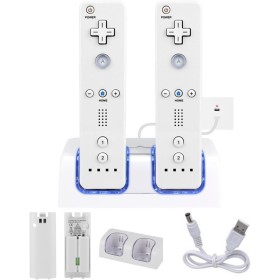 Nicoone Cargador 2 en 1 para Controlador De Coche, Portátil, Estación De Carga y 2 Pilas para Mando Wii, Estación De Carga Dual