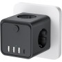 Cubo Enchufe USB 7 en 1, Ladron Enchufes Múltiple Tomas Regletas Enchufes Cubo con 3 AC 16A, 3 USB-A y 1 USB-C 3A, Cubo Enchufe
