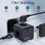 Cubo Enchufe USB 7 en 1, Ladron Enchufes Múltiple Tomas Regletas Enchufes Cubo con 3 AC 16A, 3 USB-A y 1 USB-C 3A, Cubo Enchufe