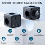 Cubo Enchufe USB 7 en 1, Ladron Enchufes Múltiple Tomas Regletas Enchufes Cubo con 3 AC 16A, 3 USB-A y 1 USB-C 3A, Cubo Enchufe