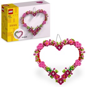 LEGO Corazón Decorativo - Kit de Manualidades Infantiles de maqueta con Flores, Hojas y Corazones Pequeños - Regalo de