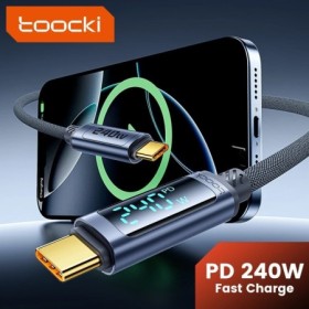 Toocki 240W USB C a USB tipo C Cable de pantalla PD3.1 carga súper ráp