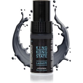 King Kong State Lápiz de retoque brillante RAL7016 – 1 capa de barniz en gris antracita para reparar arañazos y arañazos en