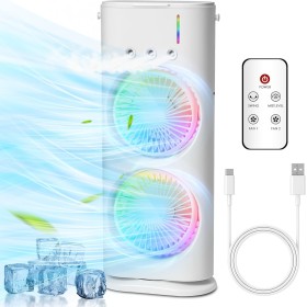 Bwaliffury Portable Air Conditioner, Mini Air Cooler, Air Cooler, Evaporative Cooler with 7 LED Colors, Timer, 3 Speeds