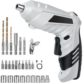 Flintronic Atornillador Eléctrico 3.5N.m(Máximo Par 3.5N.m), Destornillador de USB Recargable, 25 Accesorios y 1 Carga Cable