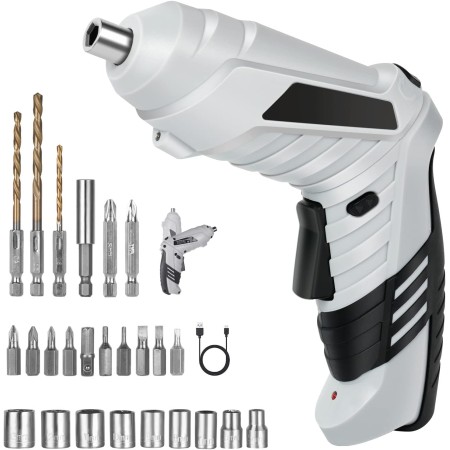Flintronic Atornillador Eléctrico 3.5N.m(Máximo Par 3.5N.m), Destornillador de USB Recargable, 25 Accesorios y 1 Carga Cable