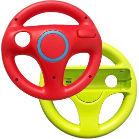 Link-e : 2 X Volante De Carreras Rojo/Verde Compatible Con El Controlador De Wiimote En La Consola Nintendo Wii/Wii-U (Mando,