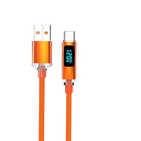 JINMUXI 120W USB A a tipo C Cable de carga súper rápido pantalla Digit