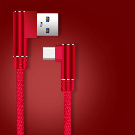 Cable USB C de codo de 90 grados 5A 40W Cable de datos tipo C de carga