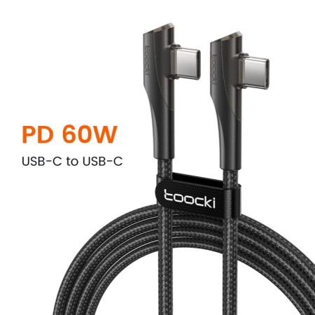 Toocki PD 60W 100W USB tipo C Calbe cable de datos de doble codo de 90
