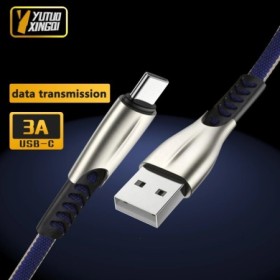 Cable USB tipo C de aleación de Zinc 3A, cargador de TYPE-C de datos d