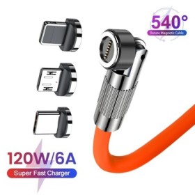 MVQF 3 en 1 540 magnético 6A carga súper rápida 120W Cables USB tipo C