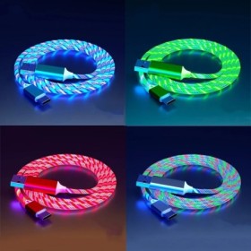 Cable USB LED luminoso tipo C para Samsung, Xiaomi, OPPO, Huawei, IPho