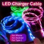 Cable USB LED luminoso tipo C para Samsung, Xiaomi, OPPO, Huawei, IPho