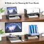 BONTEC Elevador Monitor de Madera para Monitor, Soporte para Monitor Escritorio de 1 Nivel con Gestión de Cables para Ordenador,