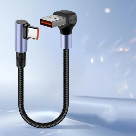 Cable de carga rápida de doble codo de 66W, Cable USB tipo C corto por