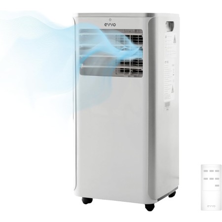 EVVO Aire Acondicionado Portatil 3 in 1, Silencioso, 7.000 BTU, con Mando a Distancia, Superficie 15m2, Clase Energética A,