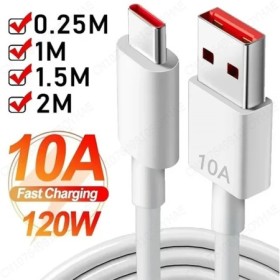 Cable USB tipo C de 120W, 10A, línea de carga súper rápida para Huawei