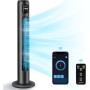 Aigostar Smart Tower Fan with Remote Control, 102 cm, WiFi+Bluetooth, LED Display, 3 Speeds, 3 Modes, 24 H Timer, Oscillating,