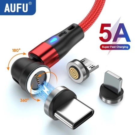 AUFU-Cable magnético tipo C 5A para móvil, cargador de carga rápida co