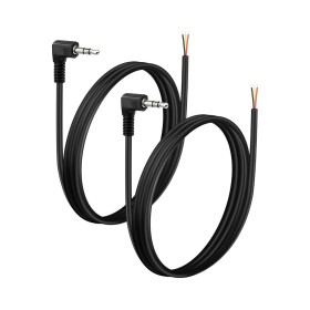 PNGKNYOCN 1/8 "estéreo a cable de audio alambre desnudo, 2 Pack 90 grados de reemplazo de 3,5 mm TRS macho a cable desnudo