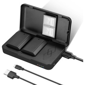 NEEWER 2280mAh NP-FZ100 Juego de Cargador de Batería de Repuesto, 2 Baterías y 1 Estuche de Carga USB de Doble Canal Compatible