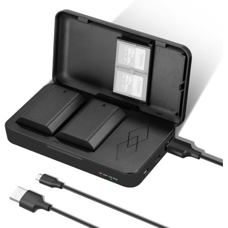 NEEWER 2280mAh NP-FZ100 Juego de Cargador de Batería de Repuesto, 2 Baterías y 1 Estuche de Carga USB de Doble Canal Compatible
