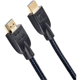 Amazon Basics Cable HDMI trenzado - 0.9 m, Negro/Azul