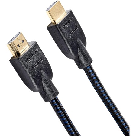 Amazon Basics Cable HDMI trenzado - 0.9 m, Negro/Azul