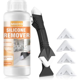 Miioto Kit Quita Silicona Juntas, Espátula para Silicona, Silicone Tool, 5 Puntas de Raspador, Eliminar Silicona Persistente