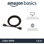 Amazon Basics Cable HDMI 4K de 1.8 m, Alta Velocidad de 18 Gbps con Ethernet, 4K@60 Hz, 2160p, Negro