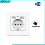 Enchufe de Pared UE Doble USB con Cámara WiFi Mini 1080P HD, Visión No