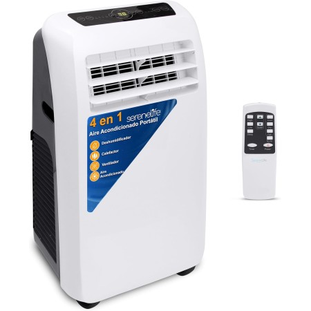 SereneLife Portable Air Conditioner, With Remote Control, 9,000 BTU, Mobile, Heating, Quiet, Dehumidifier, Fan, Window Escape