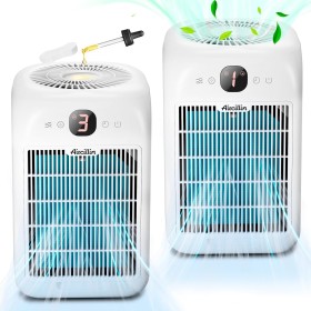 Aircillin 2 Pieces Air Purifier for Allergies, CADR 180 m3/h, HEPA Filter Eliminates 99.97% Allergy Pollen Odor and Pet Dander,