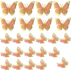 24 Piezas Mariposas Decorativas 3D, 3 Tamaños Huecas Decoraciones Mariposas Pegatinas de Pared Extraíbles Calcomanías Artísticas