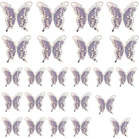 24 Piezas Mariposas Decorativas 3D, 3 Tamaños Huecas Decoraciones Mariposas Pegatinas de Pared Extraíbles Calcomanías Artísticas