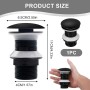 Desagüe Lavabo Sin Rebosadero Universal, Válvula para Lavabo Clic Clac, Tapón Desague Lavabo para Fregadero y Lavabo (Negro
