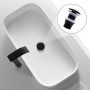 Desagüe Lavabo Sin Rebosadero Universal, Válvula para Lavabo Clic Clac, Tapón Desague Lavabo para Fregadero y Lavabo (Negro