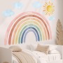 DECOWALL FH4-2432 Adhesivos de pared con diseño de arcoíris y citas en acuarela grandes para decoración de guardería de niñas
